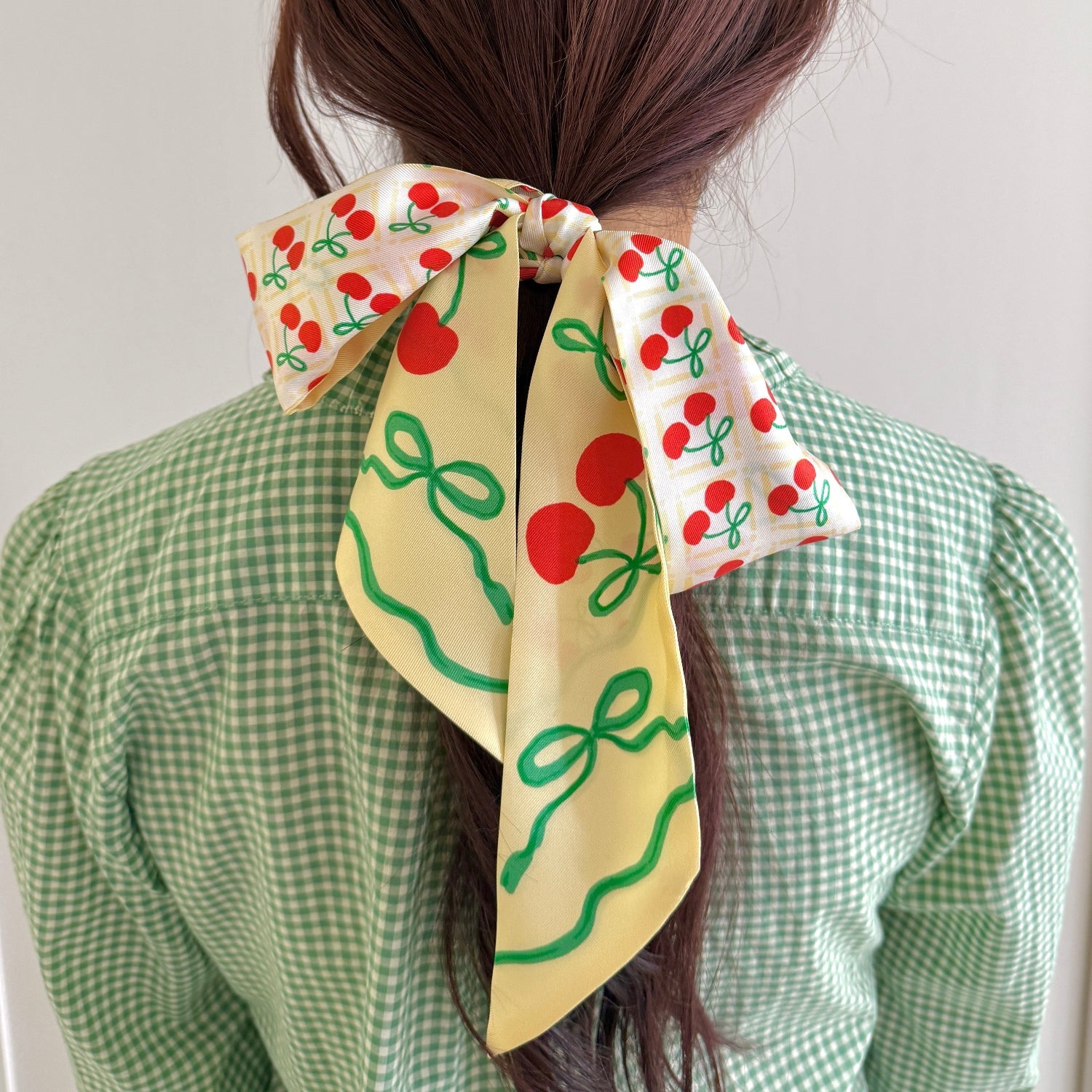 Centinelle white flowers twilly ribbon skinny silk scarf